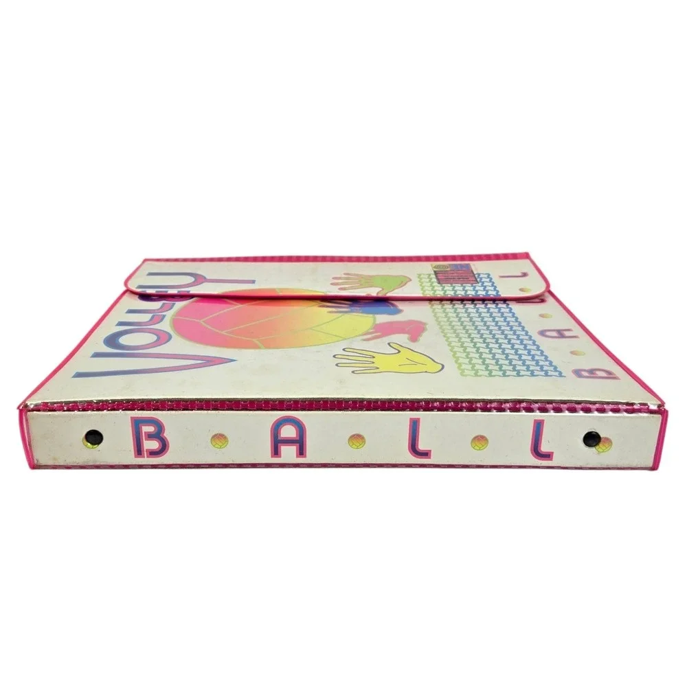 Vtg 1989 Lisa Frank Ultra NEO Volleyball w Net & Hands Trapper Keeper Binder
